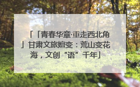 「青春华章·重走西北角」甘肃文旅嬗变：荒山变花海，文创“语”千年