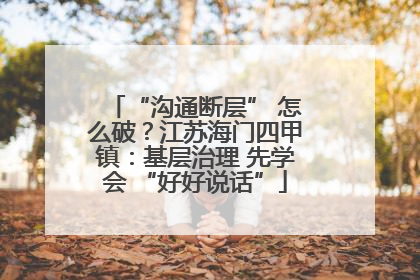 “沟通断层” 怎么破？江苏海门四甲镇：基层治理 先学会 “好好说话”