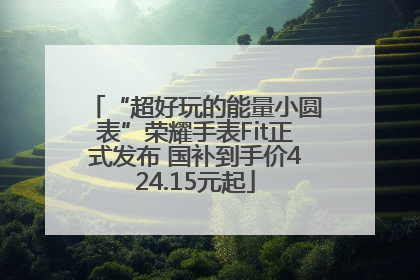 “超好玩的能量小圆表”荣耀手表Fit正式发布 国补到手价424.15元起