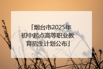 烟台市2025年初中起点高等职业教育招生计划公布