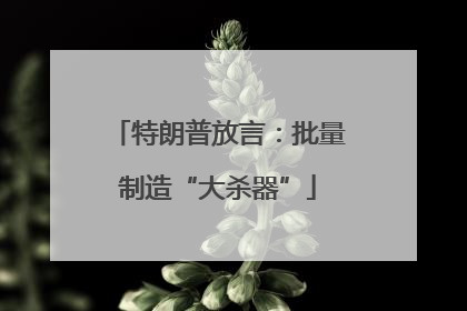 特朗普放言：批量制造“大杀器”