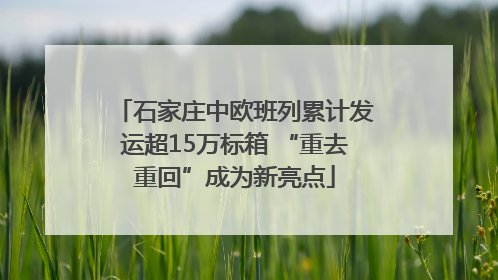 石家庄中欧班列累计发运超15万标箱 “重去重回”成为新亮点