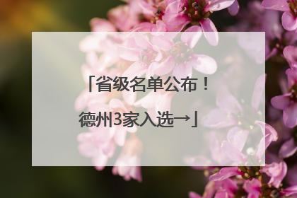 省级名单公布！德州3家入选→
