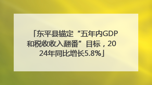 东平县锚定“五年内GDP和税收收入翻番”目标，2024年同比增长5.8%