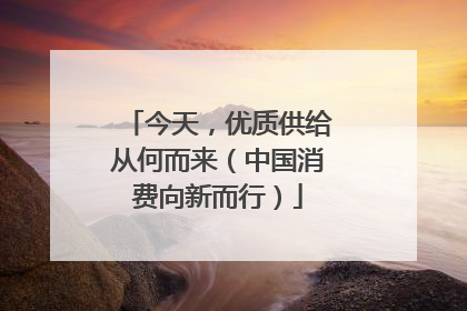 今天，优质供给从何而来（中国消费向新而行）