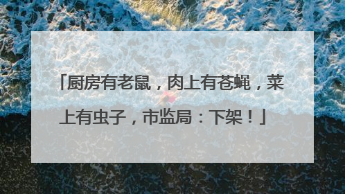厨房有老鼠，肉上有苍蝇，菜上有虫子，市监局：下架！