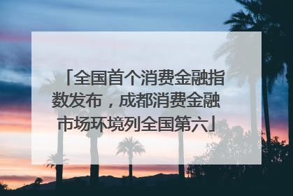 全国首个消费金融指数发布，成都消费金融市场环境列全国第六