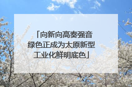 向新向高奏强音 绿色正成为太原新型工业化鲜明底色
