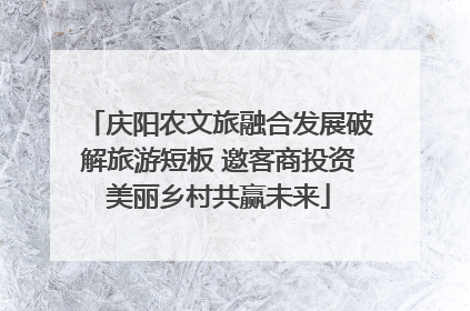 庆阳农文旅融合发展破解旅游短板 邀客商投资美丽乡村共赢未来