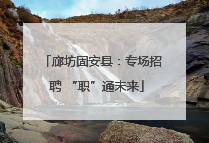 廊坊固安县：专场招聘 “职”通未来