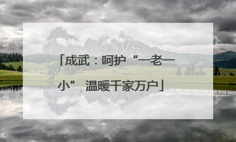 成武：呵护“一老一小” 温暖千家万户