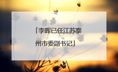 李晖已任江苏泰州市委副书记
