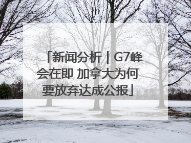 新闻分析｜G7峰会在即 加拿大为何要放弃达成公报