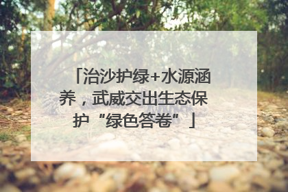 治沙护绿+水源涵养，武威交出生态保护“绿色答卷”
