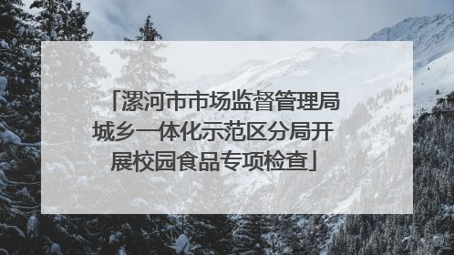漯河市市场监督管理局城乡一体化示范区分局开展校园食品专项检查
