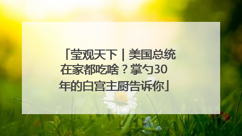 莹观天下｜美国总统在家都吃啥？掌勺30年的白宫主厨告诉你