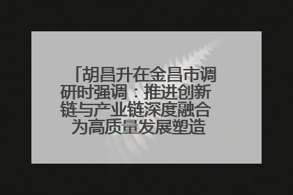 胡昌升在金昌市调研时强调：推进创新链与产业链深度融合 为高质量发展塑造新动能新优势