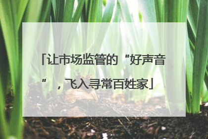 让市场监管的“好声音”，飞入寻常百姓家