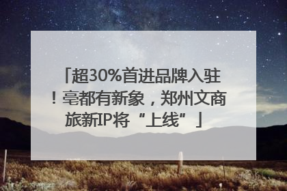 超30%首进品牌入驻！亳都有新象，郑州文商旅新IP将“上线”