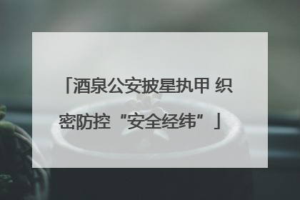 酒泉公安披星执甲 织密防控“安全经纬”
