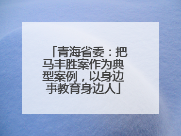 青海省委：把马丰胜案作为典型案例，以身边事教育身边人
