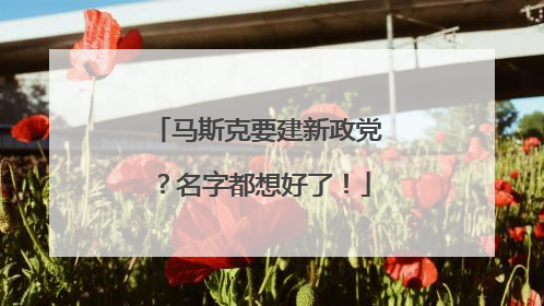 马斯克要建新政党？名字都想好了！