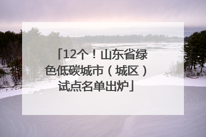 12个！山东省绿色低碳城市（城区）试点名单出炉