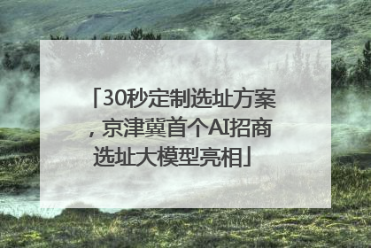 30秒定制选址方案，京津冀首个AI招商选址大模型亮相